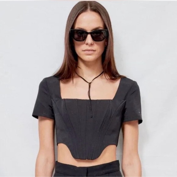 STAUD Peony Black Crop Top Boning - Picture 2 of 8